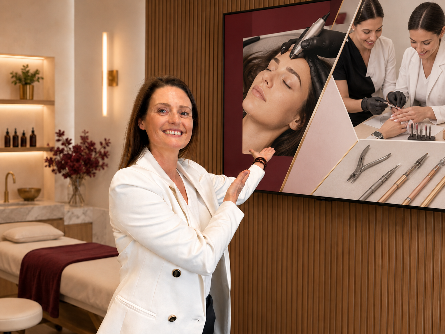 Alexis, founder of AuraLuxe, in the AuraLuxe beauty studio