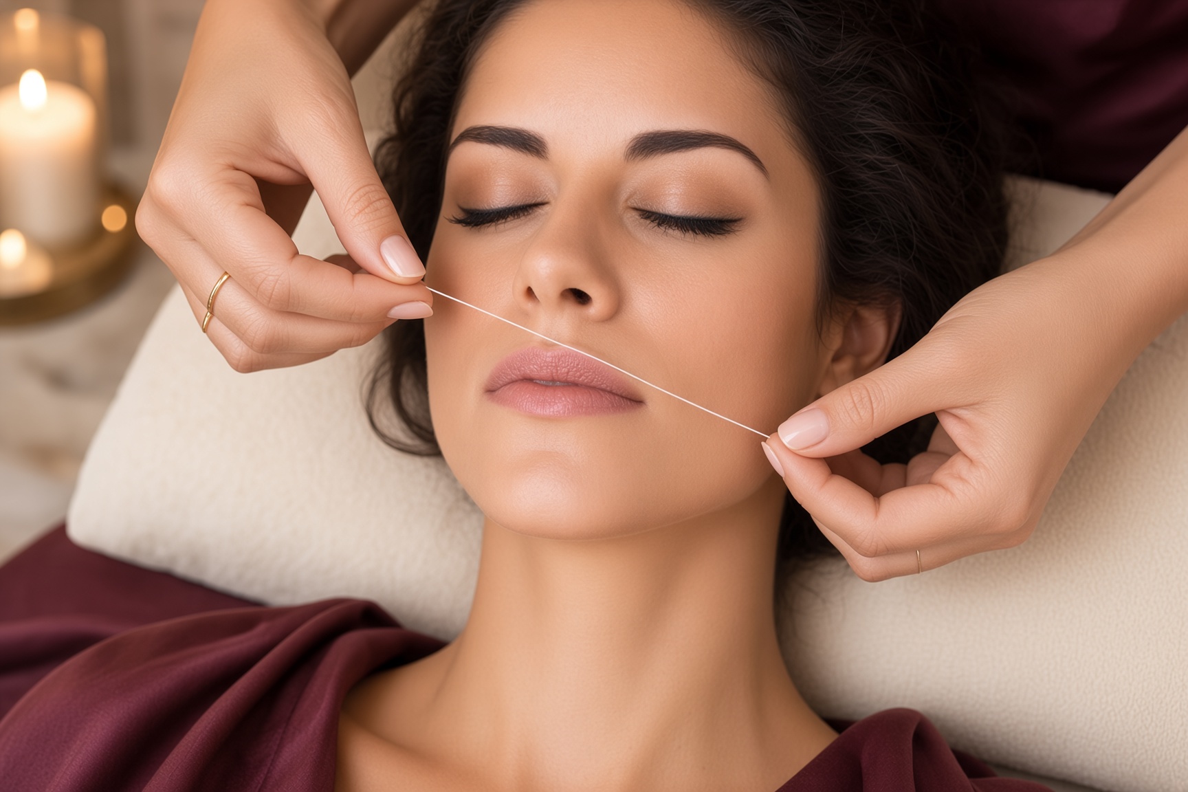 Facial threading at AuraLuxe Beauty Studio
