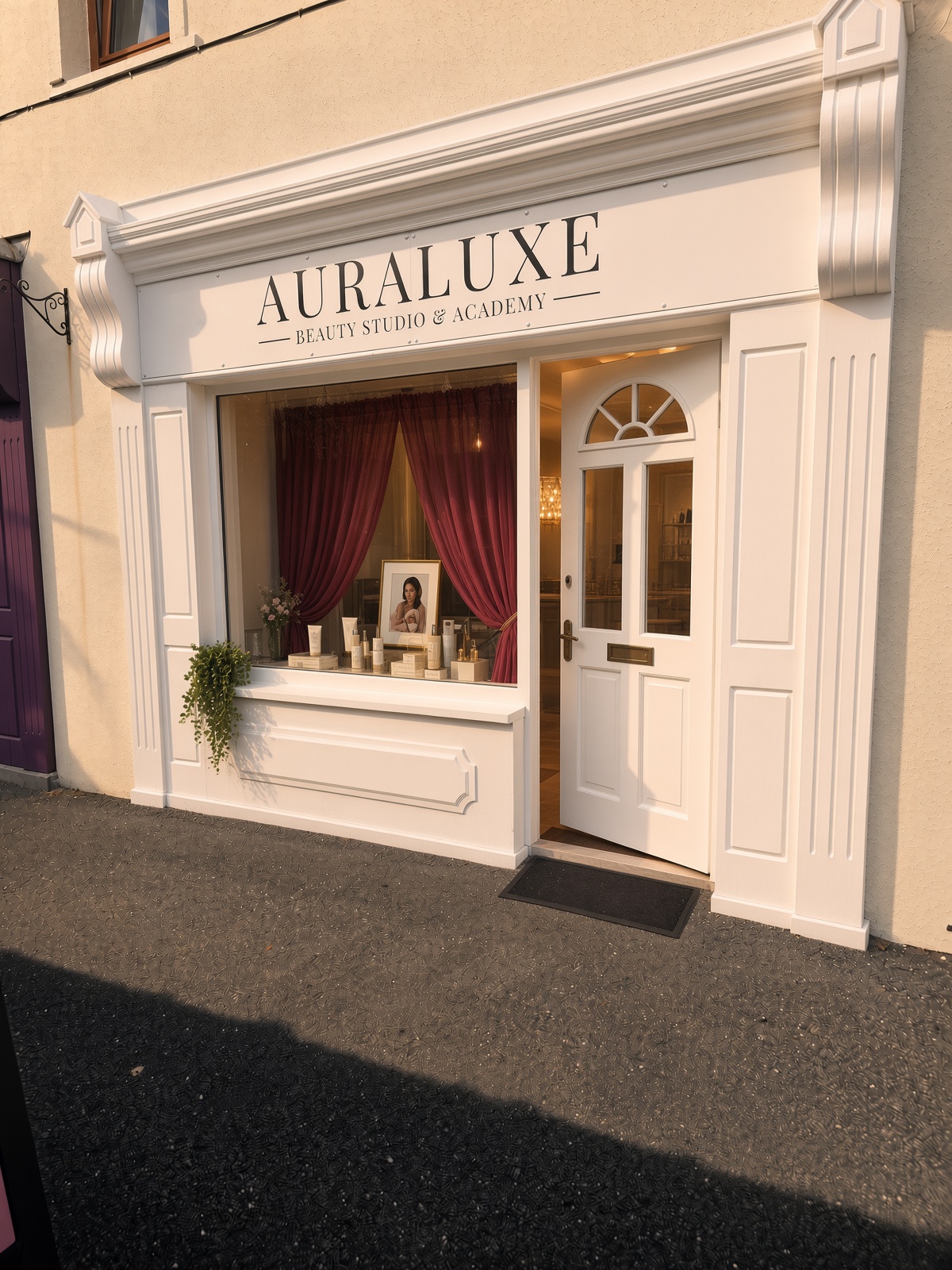 The AuraLuxe Beauty Studio & Academy shopfront in Midleton, Co. Cork